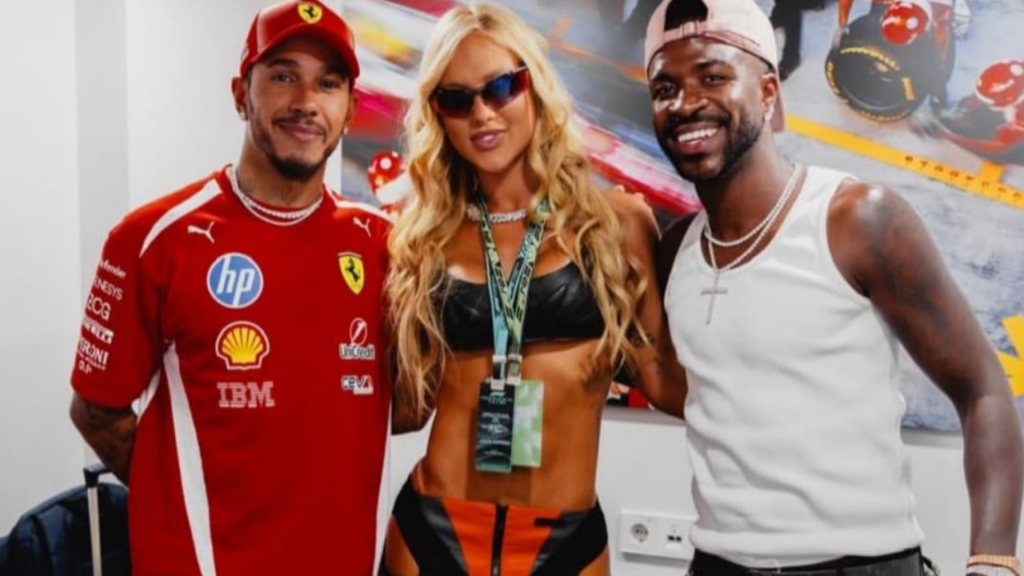 Vini Jr. e Virginia Fonseca chegam de mãos dadas ao GP da Espanha de F1