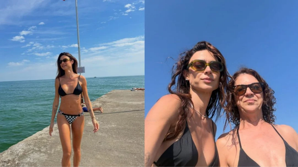 Thaila Ayala curte verão europeu com a mãe e posa de biquíni em praia na Itália